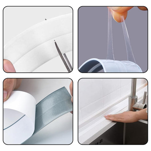 Waterproof Caulk Tape Sealant Strip, 1.5"W x 10.5'L PVC Sealing Tapes for Kitchen Bathroom Bathtub Countertop Toilet Sink (Beige)...
