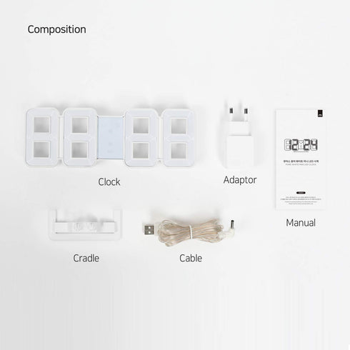 mooas 3D Pure Mini White LED Clock, Multi-Function LED Clock (Calendar, Alarm, Temperature) (8.5" White Table Alarm Clock)...
