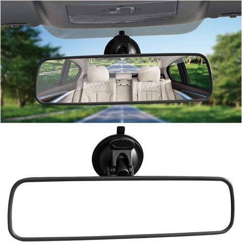 9.8'' Car Rear View Mirror with Suction Cup, Anti Glare Adjustable Auto Interior Rearview Mirror, HD Thickened Vehicle Inside Mirror Reduce Blind ...