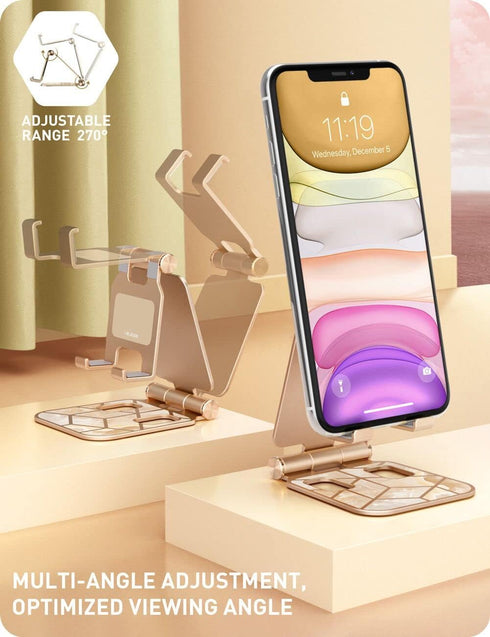 i-Blason Adjustable Foldable Portable Aluminium Phone Stand Desk Dock Compatible with Smartphones (Gold)......