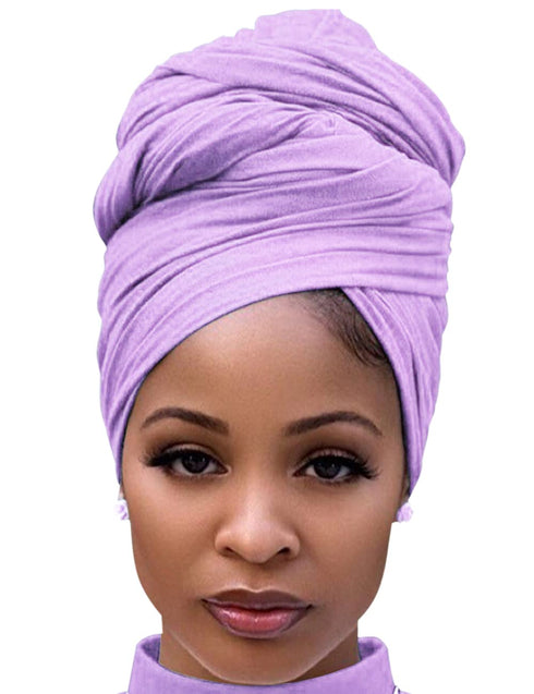 Harewom Hair Scarf for Women with Locs Braid Long Fashion Solid Color Boho Cotton African Head Wrap Tie Headband Bulk Lavender...