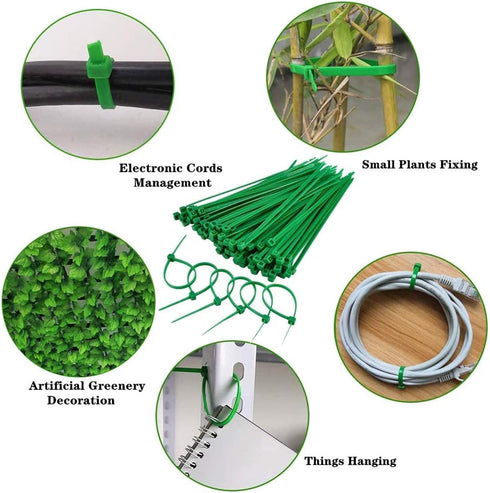 TUZAZO 1000PCS Green Zip Ties for Plants 4 Inches, Heavy Duty 18 Lbs Strong Nylon Wire Ties UV Resistant Plastic Cable Ties for Plants Decor Indoo...