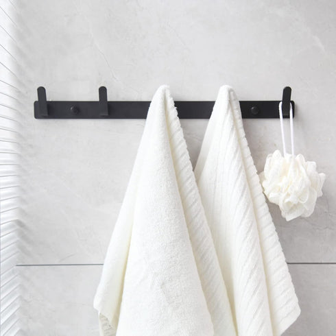 5 Hooks Matte Black Wall Bathroom Towel Hooks Mount Heavy Duty Shower Wall Coat Rack Hooks Decorative Bath Hooks for Hangin,Hats Hook Kitchen Towe...
