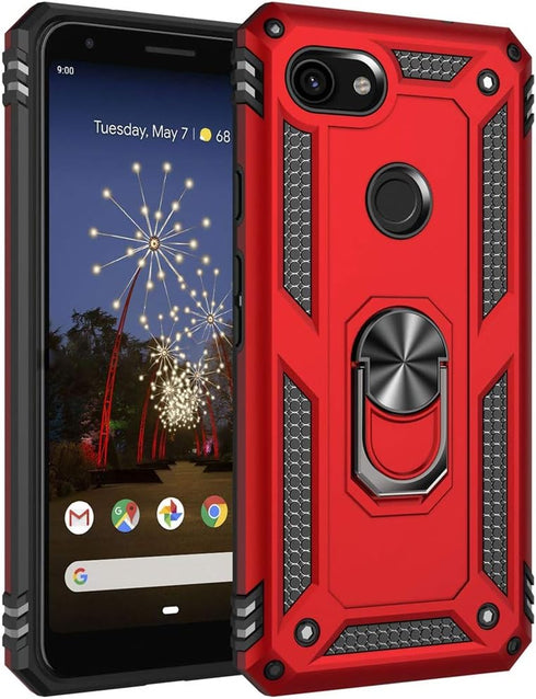 Military Grade Drop Impact for Google Pixel 3A XL Case 360 Metal Rotating Ring Kickstand Holder Magnetic Car Mount Armor Protection Shockproof for...