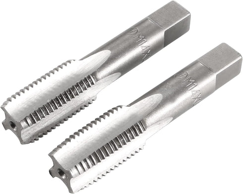 uxcell Metric Hand Tap M14 Thread 1.5 Pitch 4 Straight Flutes H2 Alloy Tool Steel Bottom & Taper Screw Tap Set Tapping Tools for Repairing 1 Pair...