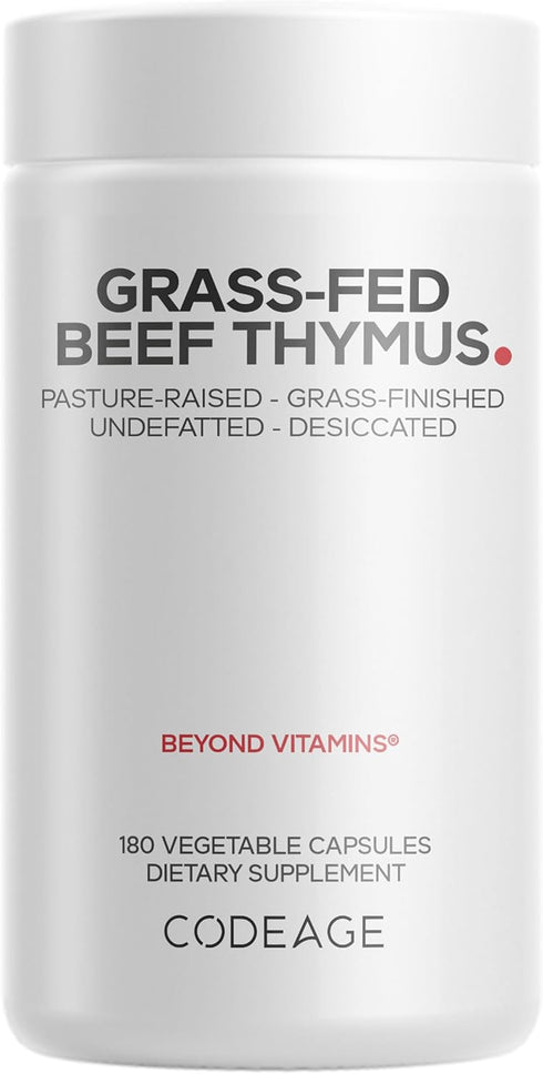 Codeage Grass Fed Beef Thymus Supplement Superfood, Freeze Dried, Non-Defatted, Desiccated Thymus & Liver Pills, Glandulars Meat, Pasture Raised B...
