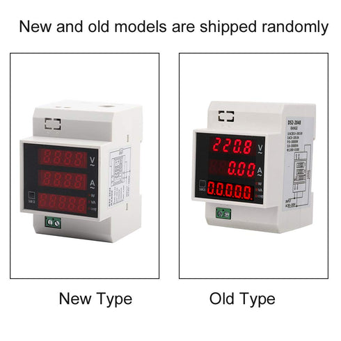 Digital Voltmeter Ammeter Power Meter, Multi-functional Din Rail Power Factor Voltage Current Power Tester, Multimeter Volt Amp Watt Meter (AC 80-...