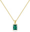 espere Baguette CZ Pendant Necklace | 14K Gold Plated Sterling Silver | Emerald Baguette Pendant Dainty Box Chain Necklace 18''...