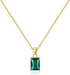 espere Baguette CZ Pendant Necklace | 14K Gold Plated Sterling Silver | Emerald Baguette Pendant Dainty Box Chain Necklace 18''...