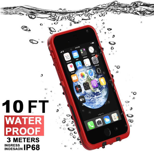 Diverbox iPhone SE 2020/iPhone 8 Waterproof Case - Shockproof IP68 Full-Body with Screen Protector, Underwater 4.7" Cover (Bright red) (Bright red...