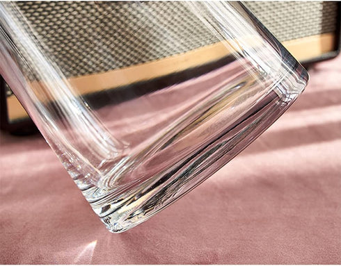 Moden Trapezoid Glass Vase with Gold Mouth for Centerpieces Home Wedding Decoration (1, Small 4.7" x 8.7")...