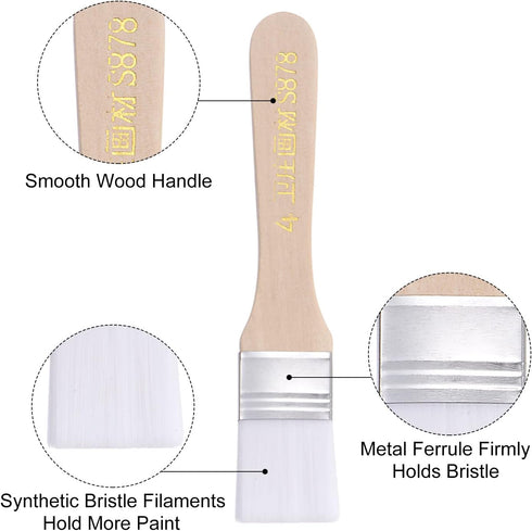 uxcell 1.1" Width Small Paint Brush Nylon Bristle with Wood Handle Painting Tool for Wall, Door, Cabinets, Furniture, Fences, White 6Pcs...
