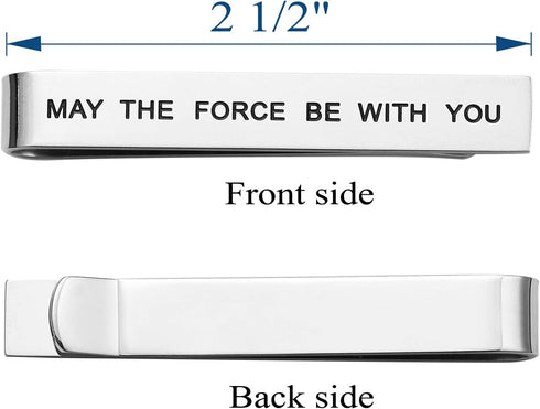 May The Force Be with You Tie Clip Star Wars Fan Gift Funny Gift Stainless Steel Polished Finish Tie Clips Men Women...