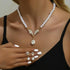 Pearl Bride Wedding Jewelry Set Pearl Bridal Necklace Bracelet Earrings Sets Rhinestone Choker Necklace Prom Costume Jewelry Set for Brides Brides...