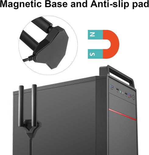 WiFi 6 6E Tri-Band 2.4GHz + 5 GHz + 6GHz Magnetic Base WiFi Antenna for Wireless WiFi 6 6E Router Hotspot PC Desktop Computer PCI-E WiFi Network W...