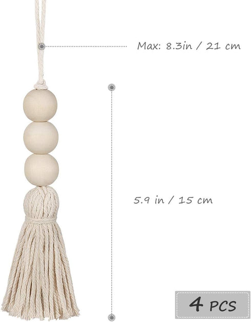 Garneck Wood Bead Garland,Farmhouse Tassels Beads, Rustic Country Decor Prayer Beads for Home Door Knob Christmas Decoration (1 Pack) (1pack) (8pa...