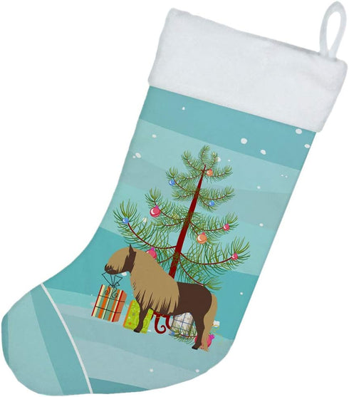 Caroline's Treasures BB9281CS Shetland Pony Horse Christmas Christmas Stocking, Teal Fireplace Hanging Stockings Christmas Season Party Decor Fami...