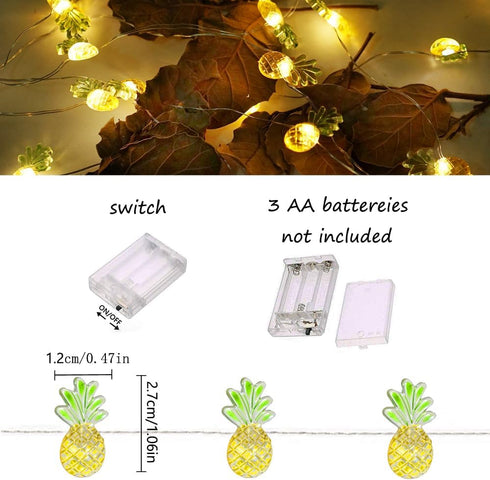 40 LED Pineapple String Lights, 8 Modes Pineapple Fairy Lights Battery Operated Without Remote Control for Wedding, Party, Festival, Indoor, Outdo...