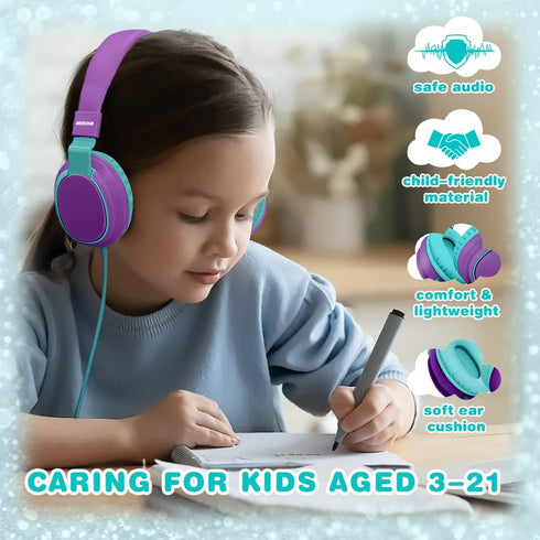 Headphone Kids Volume Limited 85/110dB Wired Over-Ear/On-Earr Foldable Headset with Inline Cable AUX 3.5mm Cord Mic for Boy Girl Child PC Notebook...
