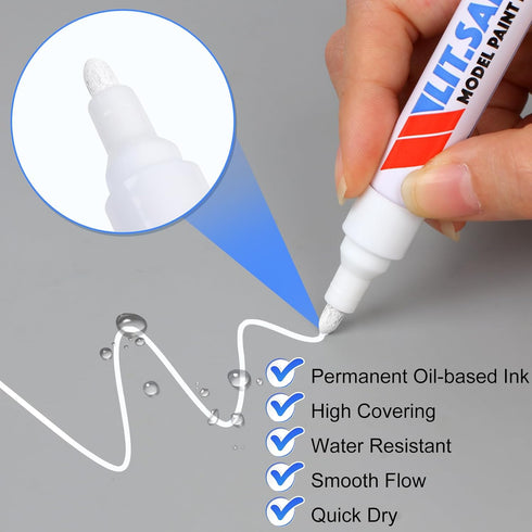 Phinus 7 Pack White Paint Pen, Oil Based White Marker, Medium Tip White Paint Marker, Quick Dry Waterproof White Permanent Marker for Rock, Cerami...