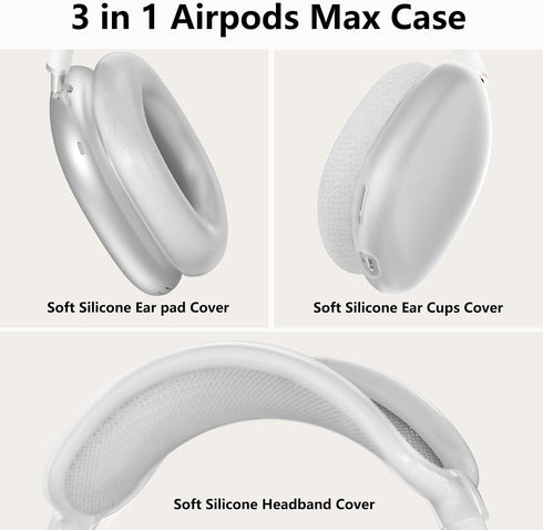 AirPods Max Case Cover - Clear White-M, Soft Silicone Headphone Cover with Heavy Duty Protection for Apple AirPods Max Headphones......