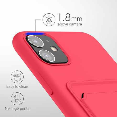 kwmobile Case Compatible with Apple iPhone 11 Case - TPU Phone Cover with Credit Card Holder - Neon Pink......