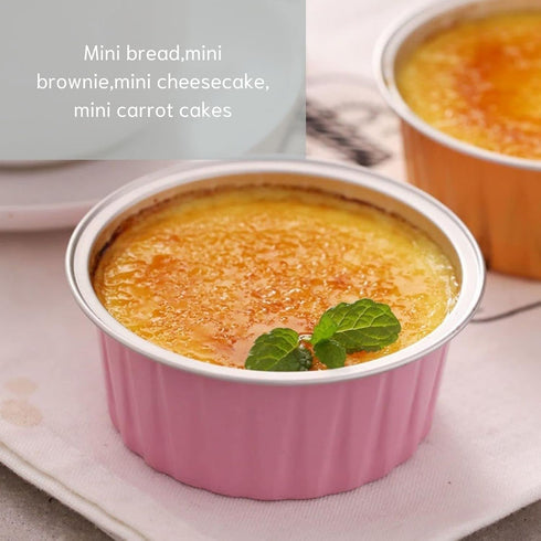 Mini Aluminum Foil Cupcake Baking Cups with Lids (40pcs, 5oz) Round Cupcake Foil Liners Tart Pie Tin Pan Holder - Disposable Mini Cake Containers ...
