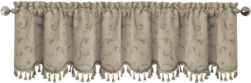 Elrene Home Fashions Mia Jacquard Scroll Blackout Valance, 52" x 19" (1 Valance), Natural...
