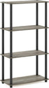 Furinno (99557GYW/BK) Turn-N-Tube 4-Tier Multipurpose Shelf Display Rack - French Oak Grey/Black...