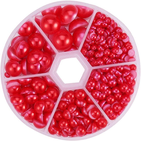 PH PandaHall 690pcs Half Round Pearl Beads 6 Sizes Flat Back Pearl Cabochon Faux Pearl Beads for DIY Scrapbook Phone Case Wedding Decor Hair Acces...