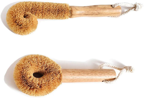 Wodden Cleaning Brush, Bottle Washing Brush, Pan Scrub Brush, Natural Coconut Fiber Brush Head , Sturdy, Deep Cleaning, Eco-Friendly...