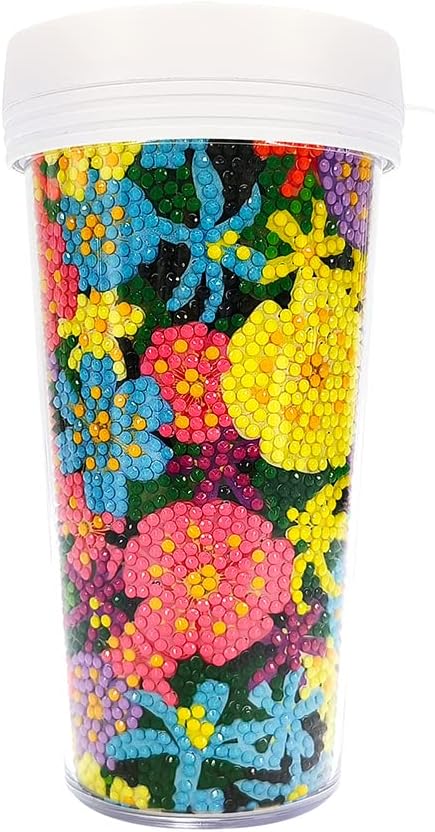 DIY Diamond Art Kits Mug Tumbler Handmade Embroidery Art Diamond Painted Water Mug Leak Proof Crystal Diamond Water Cup BPA-Free for Fitness Sport...