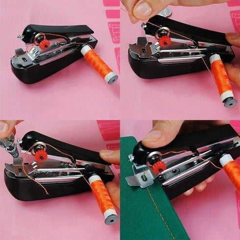 Blue Handheld Sewing Machine, Portable Mini Manual Sewing Machine Handy Needlework Tool Mini Sewer Machine Hand Stitcher Sewing Machine Embroidery...