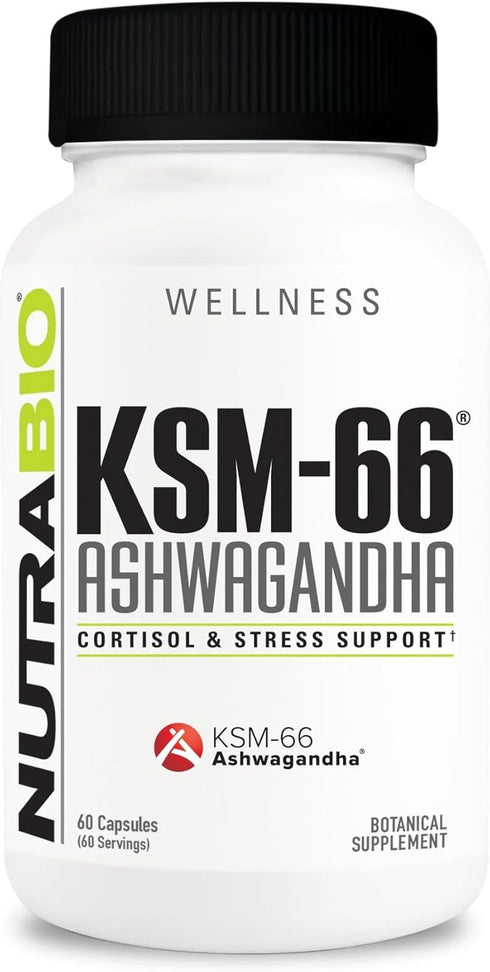 NutraBio Ashwagandha KSM-66 Herbal Supplement for Better Overall Well being, 600mg - 60 Vegetable Capsules...