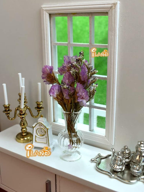 iLAND Miniature Dollhouse Accessories fits Barbie Furniture, Glass Vases w/ Dried Flowers Set for Dollhouse Furniture Antique (Luxurious 3pcs)(Lux...