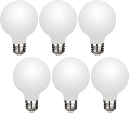 6 Pack G25/G80 Globe LED Bulb, Warm White 2700K Dimmable LED Globe Bulb, 5W Equivalent 40W LED Globe Light Bulbs, CRI 90+, Milky Glass, LED Bulb f...