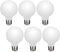 6 Pack G25/G80 Globe LED Bulb, Warm White 2700K Dimmable LED Globe Bulb, 5W Equivalent 40W LED Globe Light Bulbs, CRI 90+, Milky Glass, LED Bulb f...