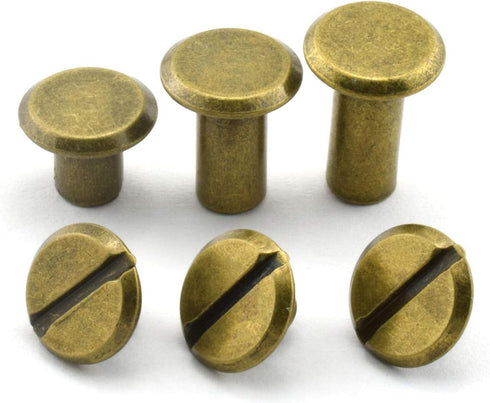 90 Sets Bronze Chicago Screws Assorted Kit Screw Posts Metal Accessories Nail Rivet Chicago Button for DIY Leather Decoration Bookbinding Slotted ...