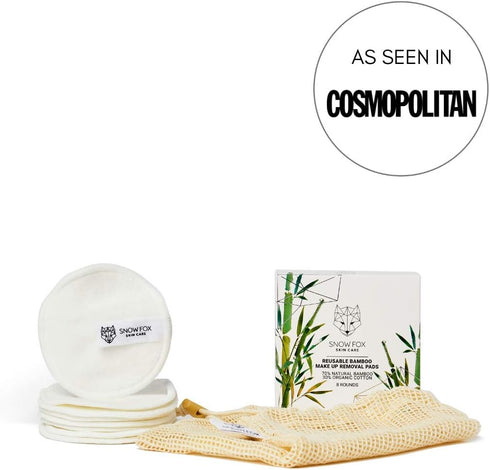 Snow Fox Skincare Reusable Bamboo Makeup Removal Pads, 8 Facial Rounds...
