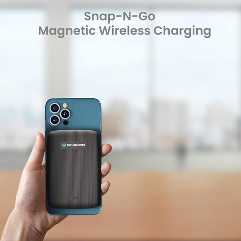 TECHSMARTER 10000mAh Magnetic Wireless Power Bank, 18W USB-C PD Portable Phone Charger. Compatible with iPhone 12, 13, 14 only...