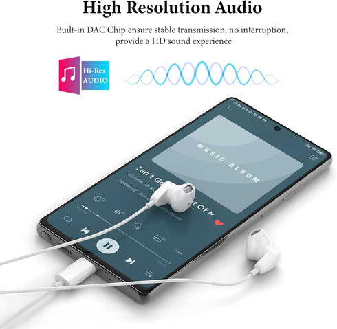 USB C Headphones for iPad Pro iPhone 15 Pro,USB Type C Earphones HiFi Stereo USB C Wired Earbuds with Microphone Volume Control for Samsung S23 Ul...