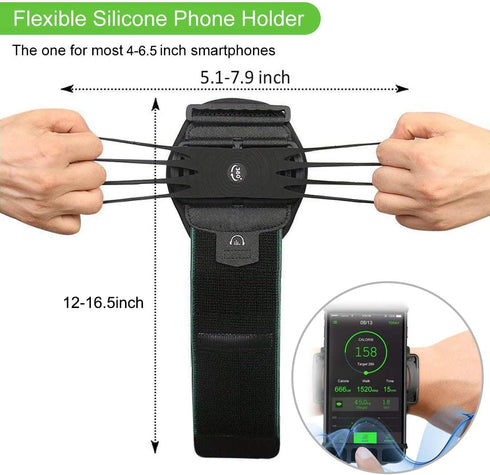Wristband Phone Holder,HCcolo 360°Rotatable Universal Sports Wristband for iPhone X/8 Plus/8/7/6s,Galaxy S9 Plus/S9/S8 & Other 4”-6.5”Smartphone,R...