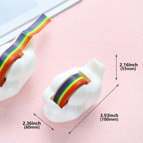 1-Pack Creative Cloud Tape Dispenser with Rainbow Masking Tape,Decorative Cartoon Plastic Tape Holder Cutting Tape for Home Office School Statione...