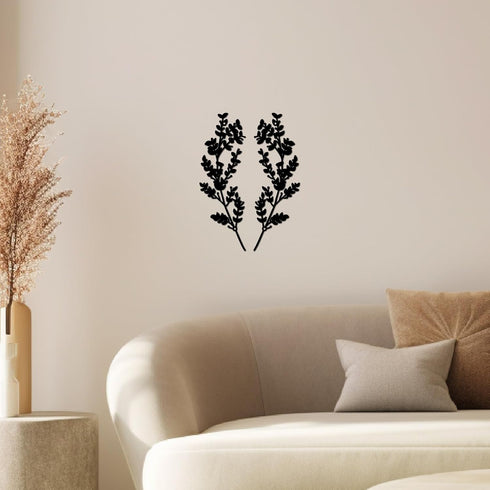 CREATCABIN Metal Tree Leaf Wall Decor Vine Olive Branch Leaf Wall Art Decor Double Black Wrought Iron Scroll Sculpture Leaf Hanging Decor Rustic W...
