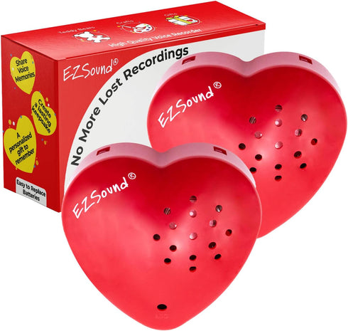EZSound Voice Recorder for Stuffed Animal | 2 Pack - 30 sec Voice Box for Stuffed Animal | Recording Safe Recordable Heart Button | Sound Module I...