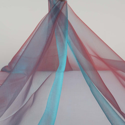 Lightweight 2 Tone Voile Fabric Sheer Organza Iridescent Turquoise with Red - 58 Inch by 5 Yards...