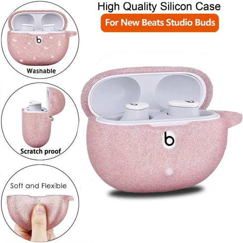 Olytop for Beats Studio Buds/Buds + Case with Cleaner kit 2021/2023, Soft Silicone Case New Beat Studio Buds Plus Cover Protective Skin with Keych...
