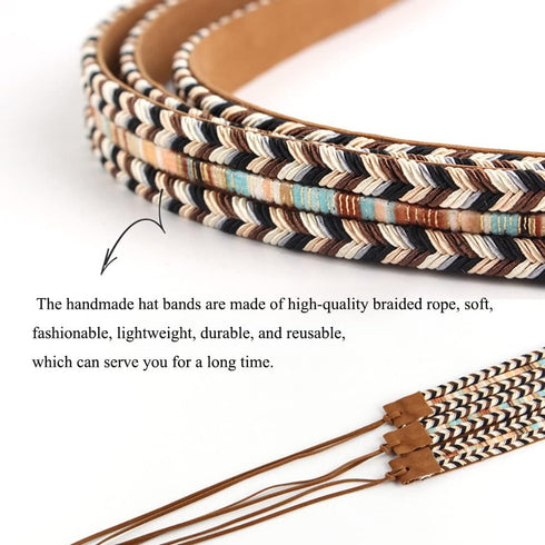 Hat Bands for Women Fedora Hat Men Cowboy Cowgirl Hats Handmade Men Belt Accessories Rope Belt (Braid)...