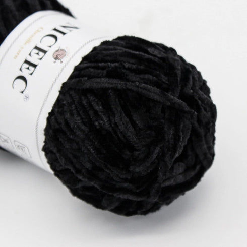 NICEEC 3 Skeins Soft Chenille Yarn Blanket Yarn for Knitting Fancy Yarn for Crochet Weaving DIY Craft Total Length 3×85m (3×93yds, 3×50g)_Black...