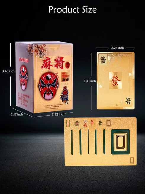 Mahjong Cards Golden Playing Cards Chinese Mah Jongg 2024 American Handheld Majhong Games PVC Waterproof Durable Portable Poker Cards Set with 2 D...